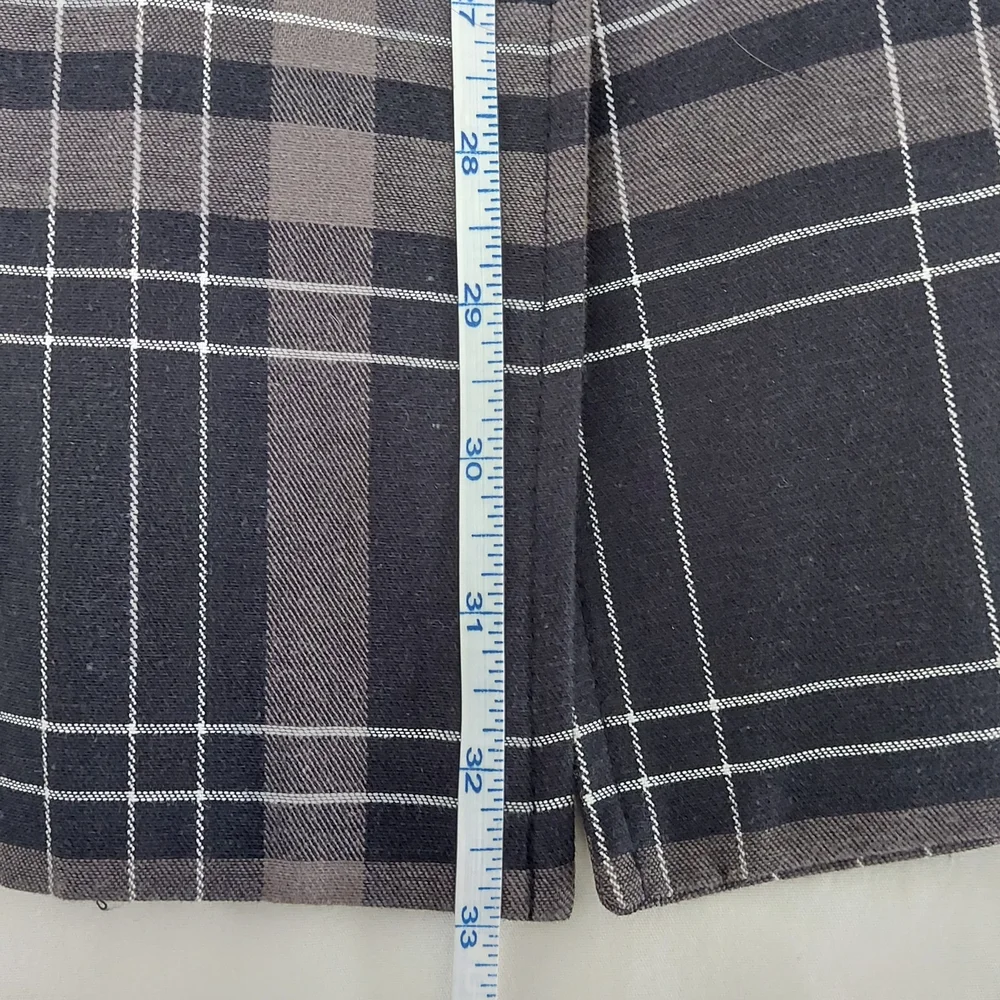 Woman's Black & Gray Plaid Trench Coat with Belt - Picture 8 of 11